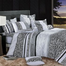 Blancho Bedding - [Snow Leopard] Luxury 5PC Comforter Set Combo 300GSM (Queen Size)