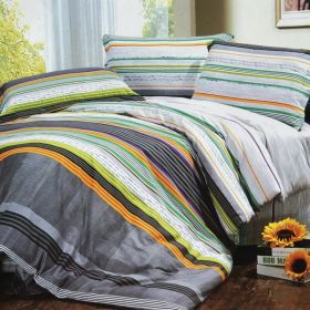 Blancho Bedding - [Tonal Stripe] Luxury 5PC Comforter Set Combo 300GSM (Full Size)