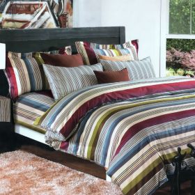 Blancho Bedding - [Cottage Stripe] Luxury 5PC Comforter Set Combo 300GSM (King Size)