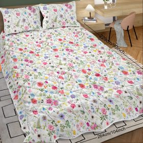 Red Floral Quilt 3 Pieces Microfiber Quilt Sets Lightweight Bedspreads Botanical Coverlets Quilt Bedding Set All Season Quilts Twin Full Queen Ki (Option: King-Pink)