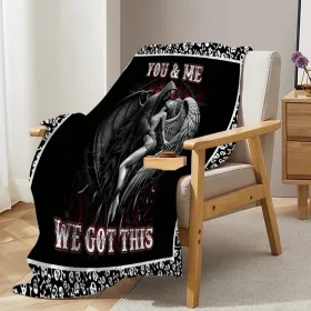 Beauty And Ghost Human Skeleton Printed Halloween Soft Cozy Lightweight Durable Plush Flannel Throw Blanket For Bedroom Living Rooms Sofa Couch 6 (Option: 130x150cm-Black)