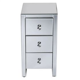 Mirrored Glass Bedside Table With Three Drawers Size S (Option: defaulttitle)