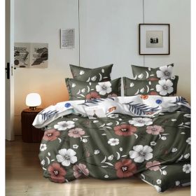 Duvet Cover Set 5-Piece, Queen Size - Includes Duvet Cover with Ties, 2 Pillowcases & 2 Decorative Shams | Ultra-Soft Microfiber Bedding Set, Mac (Option: Green-California King)