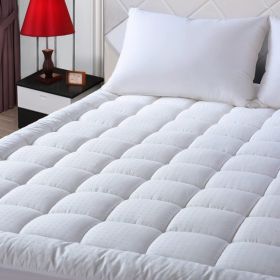 Ultra-Soft Quilted Cooling Mattress Topper Pad, Pillow Top Mattress Topper, Ultra-Soft Quilted Cooling Mattress Protector, Suitable For 8-24 Inch (Option: White 450g Twin)