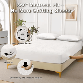 Diamond Grid Ultrasonic Waterproof Mattress Protector (Option: White-Queen)