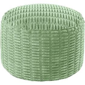 Unstuffed Ottoman Pouf Cover, Round Faux Fur Footstool With Storage, Fuzzy Floor Bean Bag Cover, Sage Green Striped Tufted (Option: Multi)
