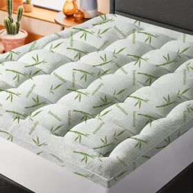 Cool Bamboo Mattress Topper  Super Thick Breathable Bamboo Fiber  Microfiber Fill  8 21 Deep Pocket  Quilted Design  For Home Hotel Dorm  Machine (Option: White 39.4X74.8in)