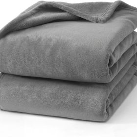 Grey Fleece Blanket, Soft Flannel Bed Blanket (Option: Grey)