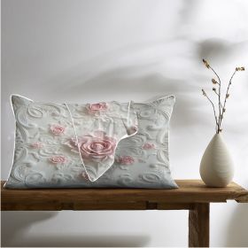2pcs Rose Palace Style Bedroom Satin Print Soft And Skin Friendly Pillowcase (Option: 90x51cm-Pink)