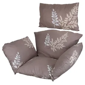 Egg Chair Cushion Hanging Basket Seat Cushion Thicken Soft Egg Swing Chair Pad Hanging Egg Chair Cushion With Headrest (Option: CoffeeBeigeLeaf)