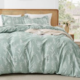 Duvet Cover Queen Size 3 PCS, Floral Green Bedding Set With Soft Decorative Cover For Bedroom Home Decor (Option: Green)