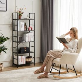 5 Tiers Bookshelf, Classically Modern Book Shelf, Book Rack, Storage Rack Shelves In Living Room&Home&Office (Option: Black)