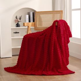 Red Throw Blanket 50 60 Inches Gifts For Mom Fuzzy 3D Jacquard Decorative (Option: Red)