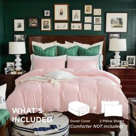 This High-quality White And Pink Oversized Solid Color Duvet Cover Set Includes One Duvet Cover And Two Pillowcases. Its Universally Appealing De (Option: Pink-K)