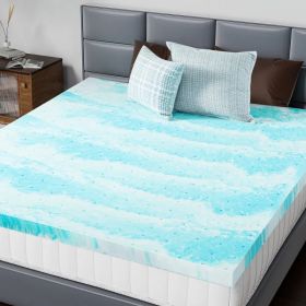 2-3 Inch Gel Memory Foam Mattress Topper Full Size Cooling Mattress Soft and Breathable Bed Topper School Bedroom Furniture (Option: 2 Inches/King-blue)