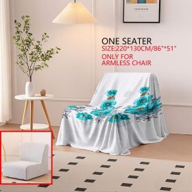 Turquoise Floral Quilted Sofa Cover, 1-Piece Couch Cover For Sofa, Loveseat And Daybed, Soft Microfiber (Option: 4 Seater)