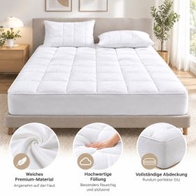 Quilted Fitted Mattress Pad, Deep Pocket Mattress Protector, Soft Fluffy Bed Cover For Bedroom (Option: 80x78 inch-White)