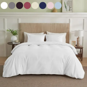 Serta Simply Clean Solid Duvet Cover King (Option: White-King)