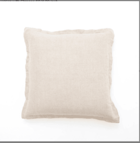 Linen Printed Cushion With Fringes  Brown (Option: Natural)