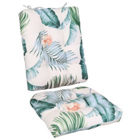 2Pcs Waterproof Rocking Chair Cushion Upper And Lower Back And Seat Sets With Non-Slip Ties Oxford Cloth Surface Polyester Filling Comfortable Fo (Color: BeigeColorLeaf)